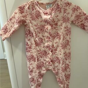 Janie and Jack Pink Floral Footed One-Piece